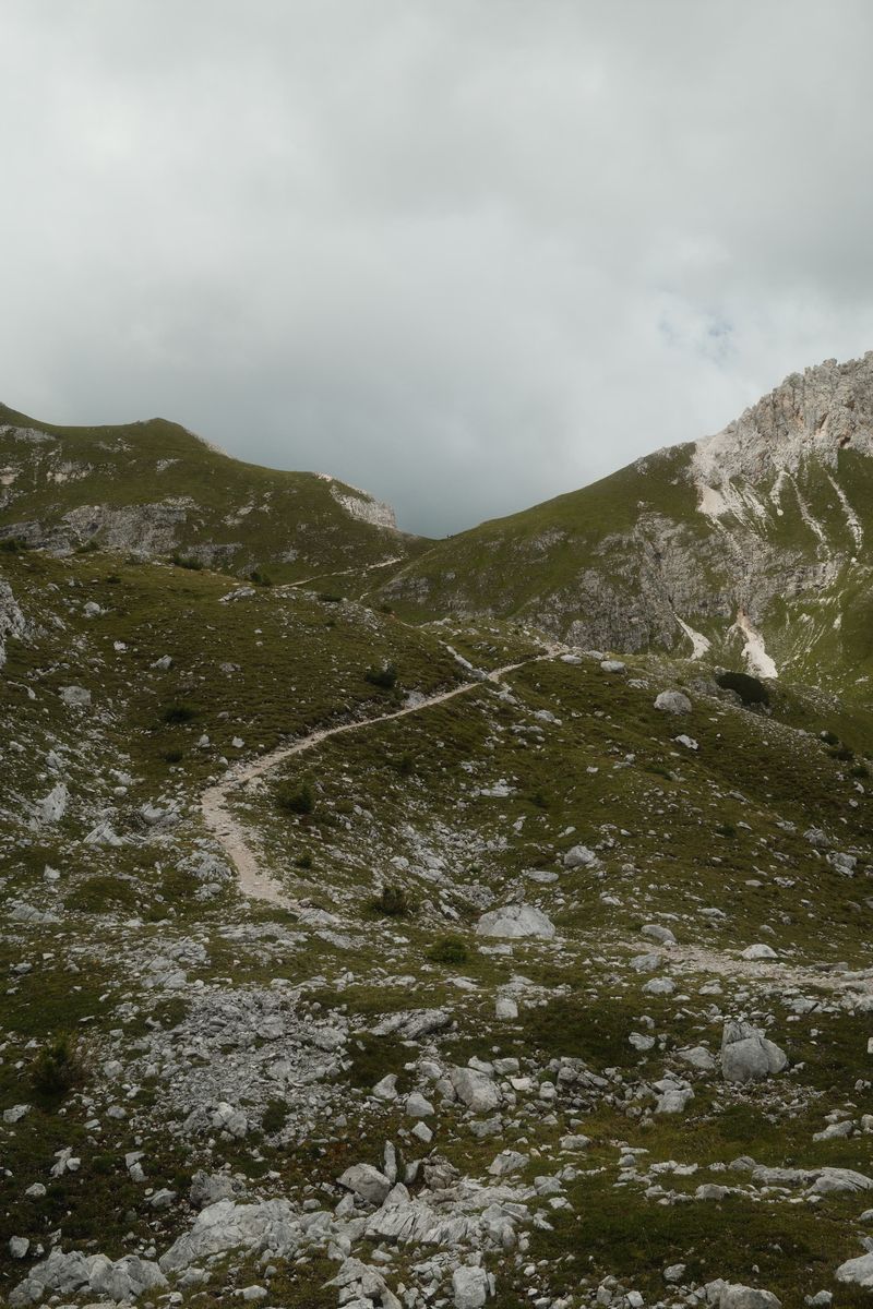 Trail across rocky alpine terrain